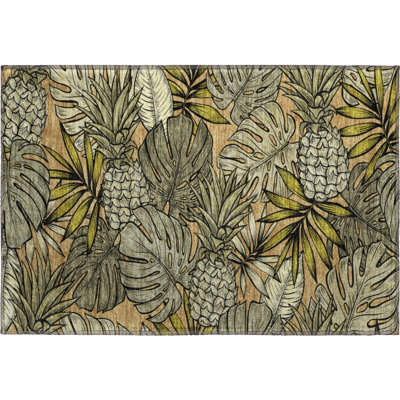 Premium Machine Washable Mayfield AMF206 Green Rug