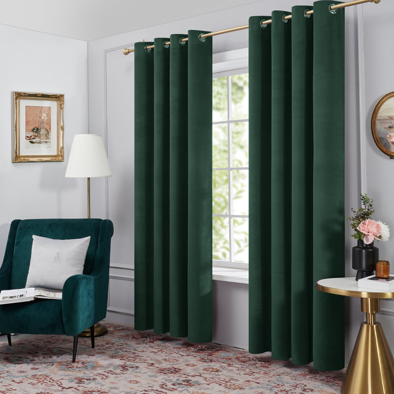 Zmari Blackout Curtain Pair, 52" W x 84" L, Dark Green