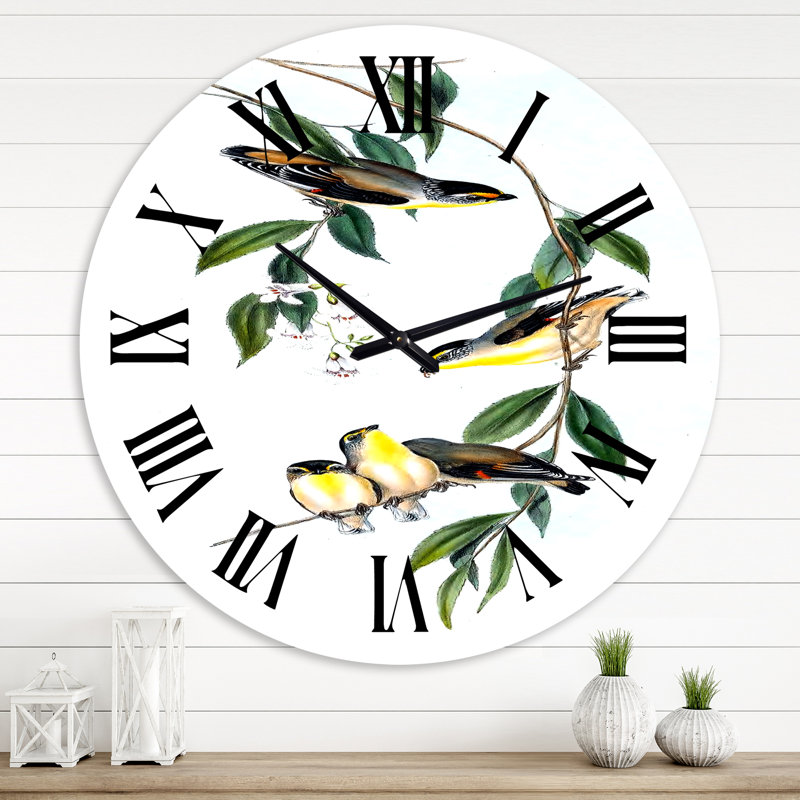 Vintage Bird III - Horloge murale traditionnelle, Grand