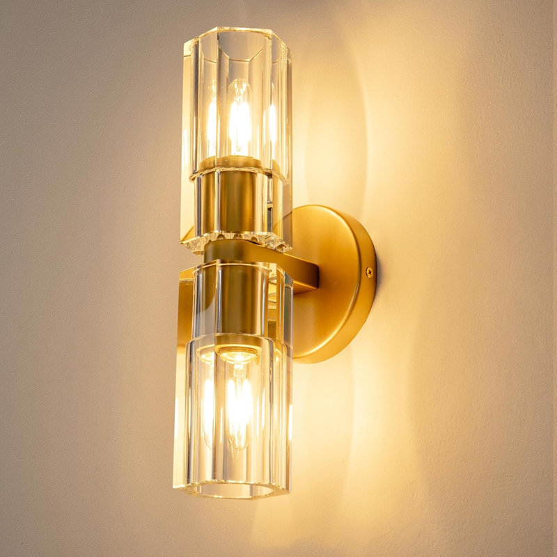 Iyisha Crystal Brass Sconces Wall Lighting, Brassy
