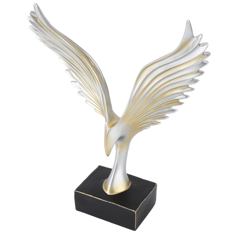 Résine aigle figurine décorative abstraite aile statue sculpture ornement artisanat bureau décoration or, Gold