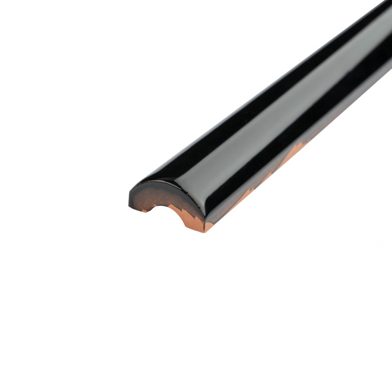 Bordon 1"x 7-7/8" Ceramic Quarter Round Wall Tile Trim in, Black