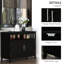 Buffet noir armoire multifonctionnelle avec espace ouvert et tablette moderne à 2 niveaux