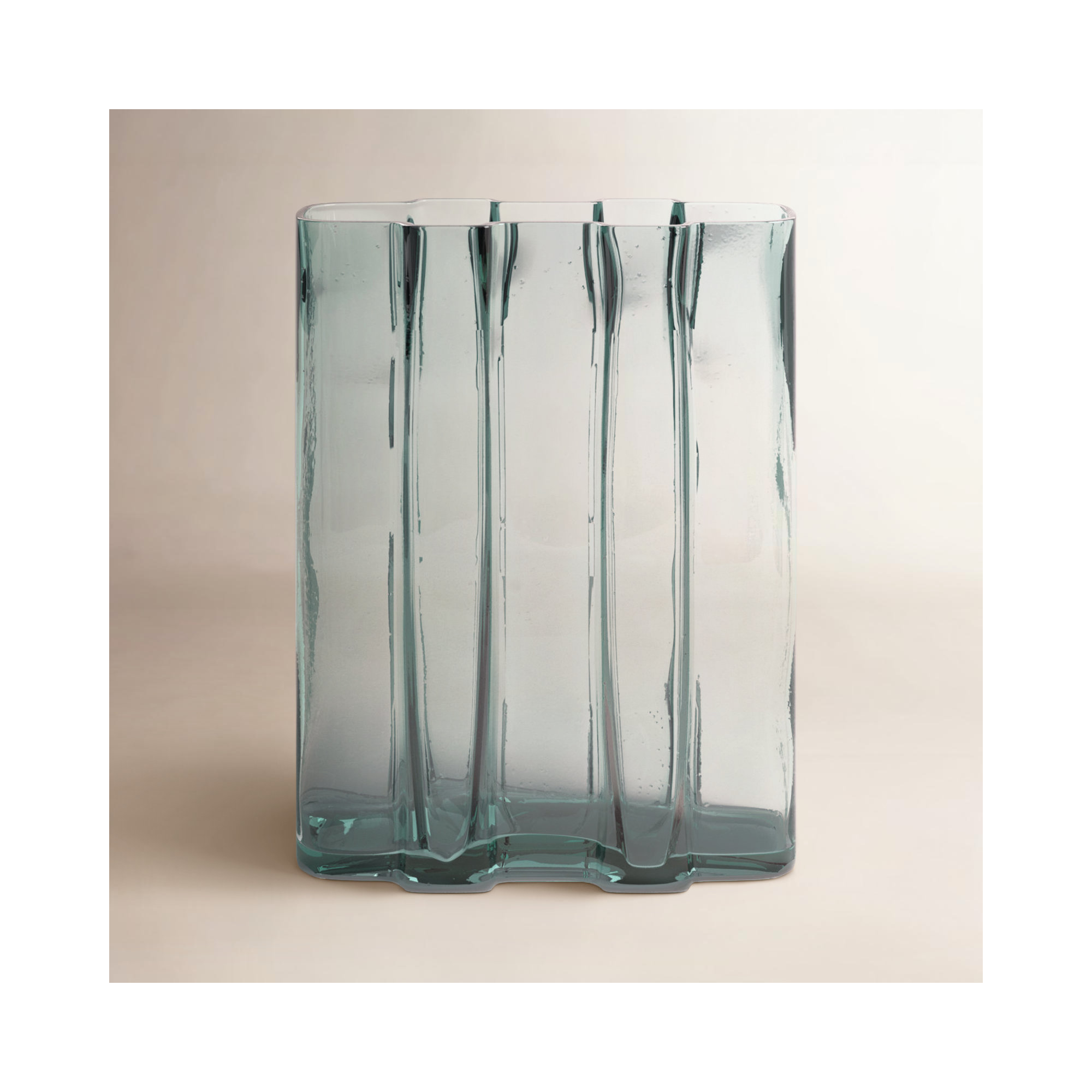 Evanne Handmade Glass Table Vase, 8" H x 6.25" W x 2.75" D