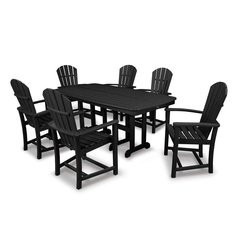 POLYWOOD Palm Coast 7-Piece Dining Set, Black