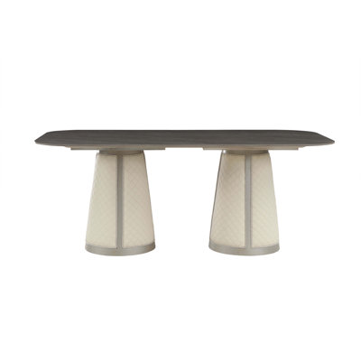 Sintered Stone Top & Champagne Finish Dining Table