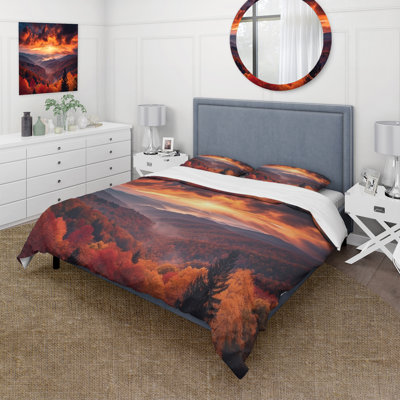 Tennessee Great Smoky Mountains Sunset I BeddingMicrofiber / Polyester Duvet Cover Set