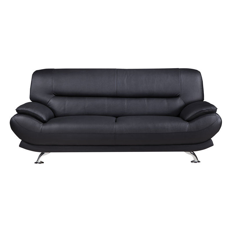 Holbrooke 83" Pillow Top Arm Sofa, Black Faux Leather
