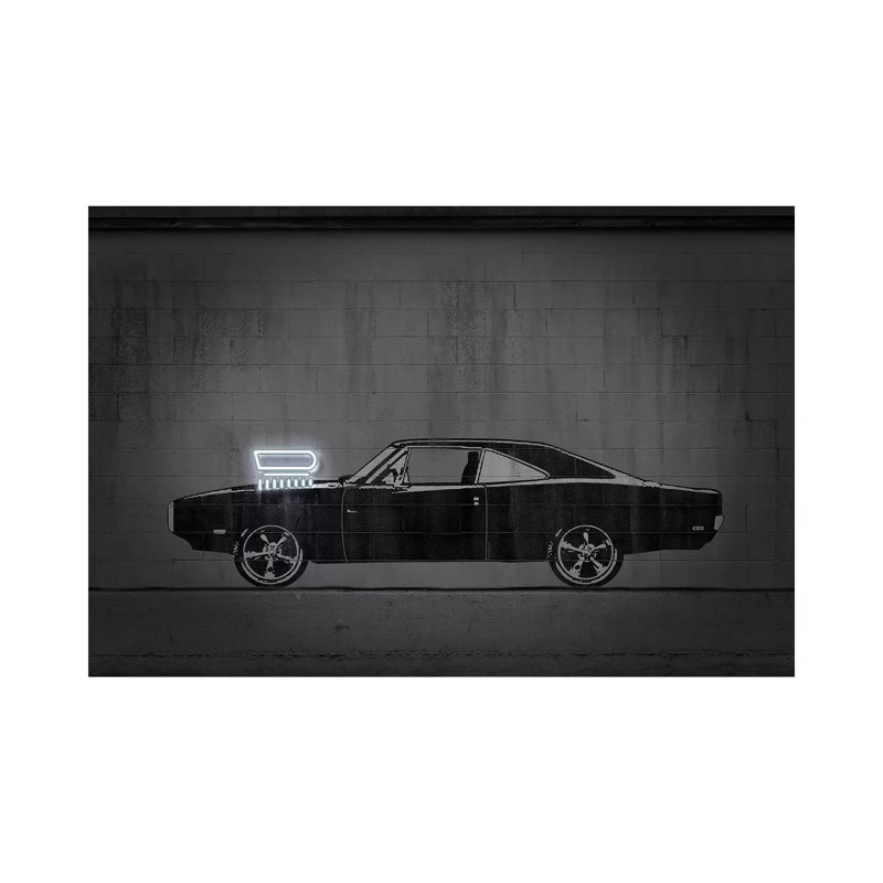Impression d’art graphique « charger » par octave Mielu, Toile tendue, Pas de tapis, H 26 po x l 40 po x 1,5 po