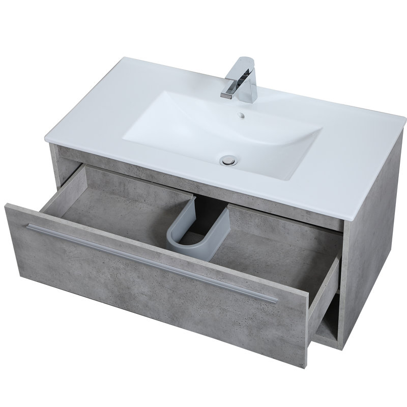 Kasper 36'' Single Bathroom Vanity with Resin Top, Concrete Gray