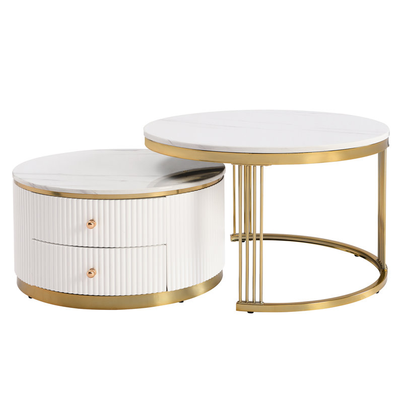 Table basse gigogne 2 tiroirs Sleek Sophistication