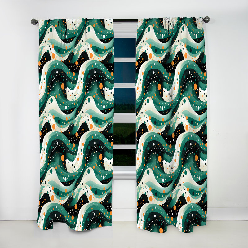 Motif tourbillon à pois nomade III - rideau abstrait - rideau obscurcissant - 1 panneau, 52" W x 95" L