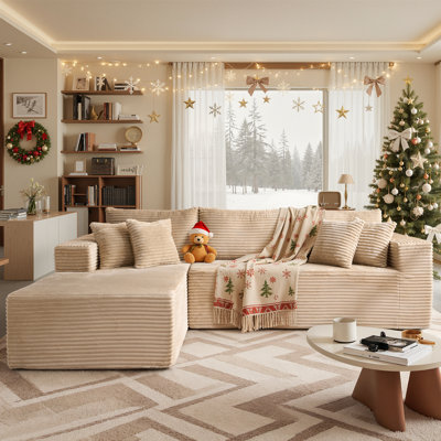 2 - Piece Upholstery Boneless Compression Sectional, Convertible Cloud-Like Sofa with No Assembly