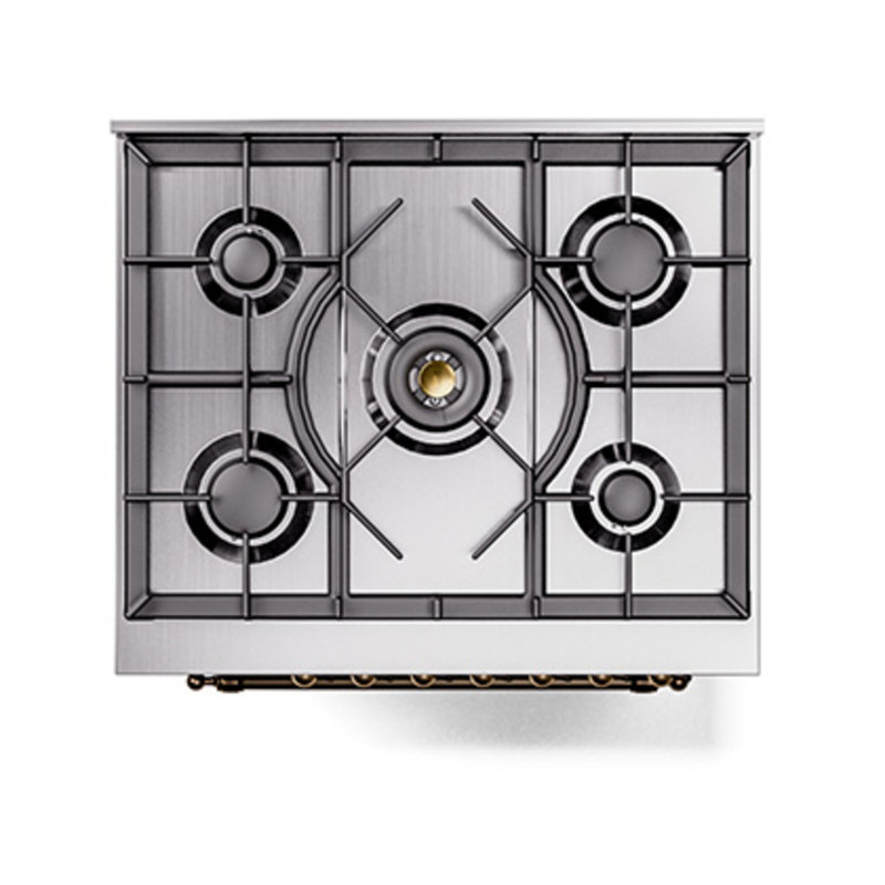 ILVE Nostalgie II Noblesse 30 in Dual Fuel Range, Liquid Propane, Glossy Black/Bronze