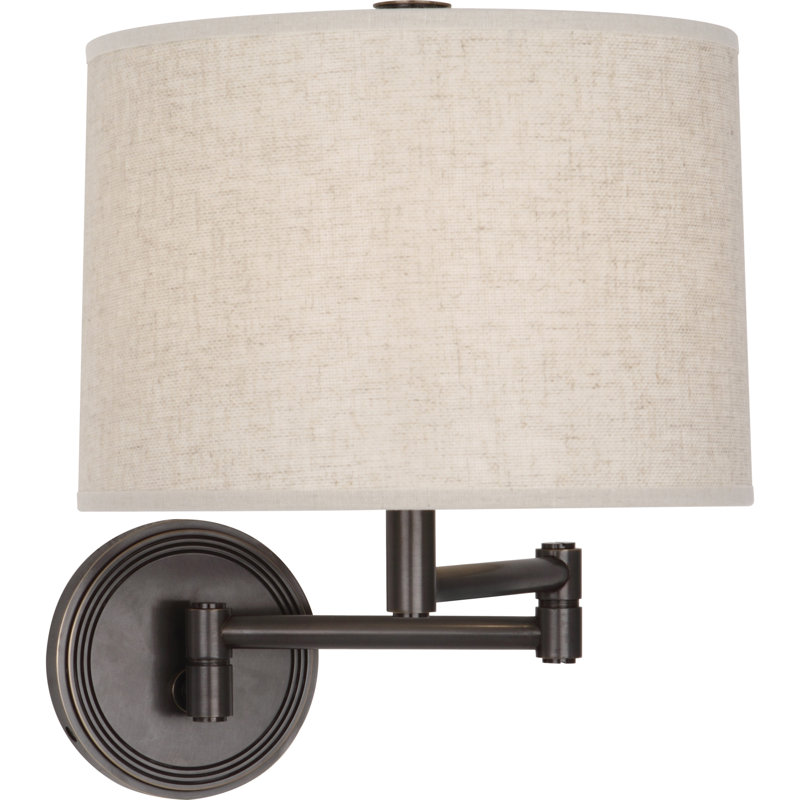 Swing-Arm Wall Sconce Bedside Lamp Light Fixture With Open Weave Linen Shade - Adjustable Hi-Lo Switch - Perfect For Any Space - UL Listed - 100W Max - 120V