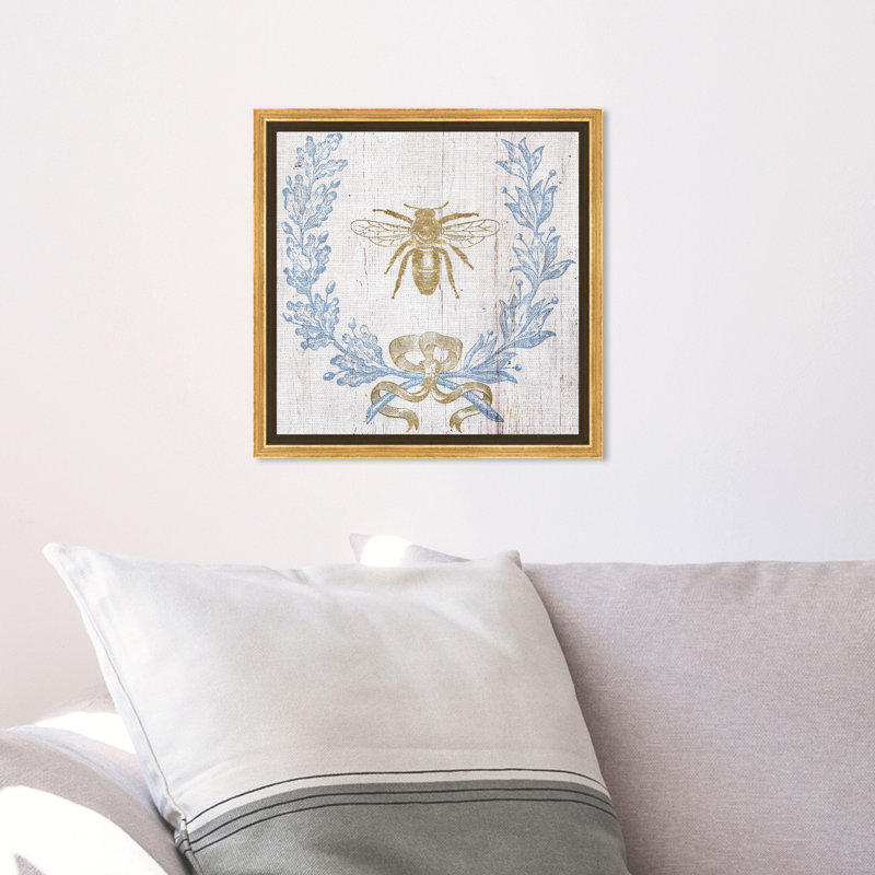 Couronne et ruban I - impression, H 13 po x l 13 po, Toile avec cadre doré