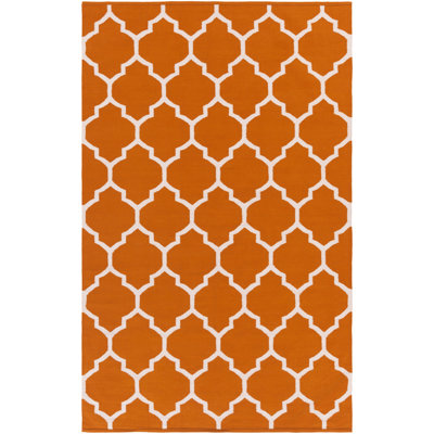 Tapis orange en coton tissé à plat à la main Bethy