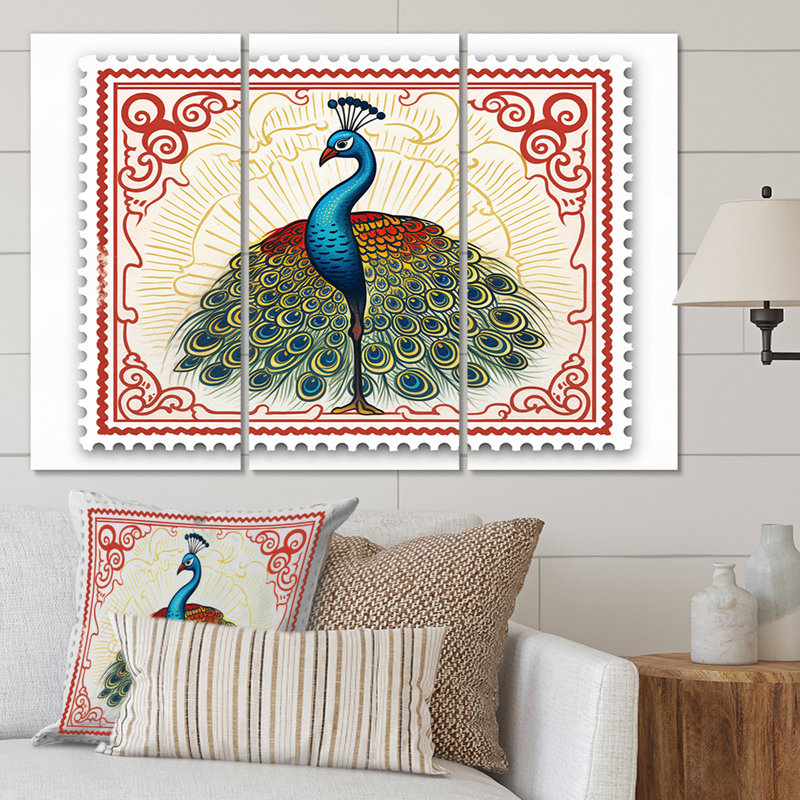 Illustration de timbre sur un ensemble de reproductions d'art sur toile, "Glorious Peacock IV", H 28 po x l 36 po x P 1 po