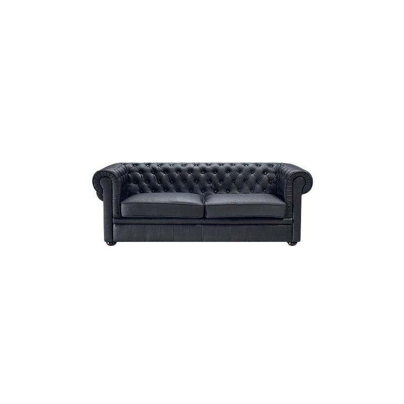 Genuine Leather Sofa, Black