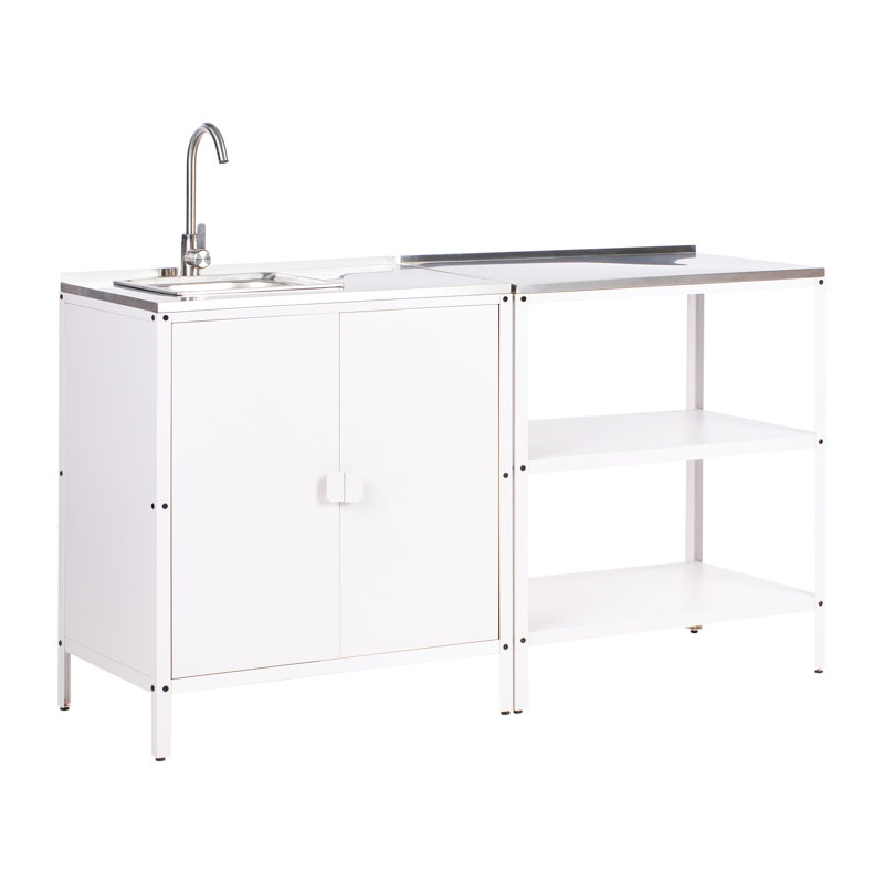 2 Piece Outdoor Kitchen Set with Sink VILAMA Metal White