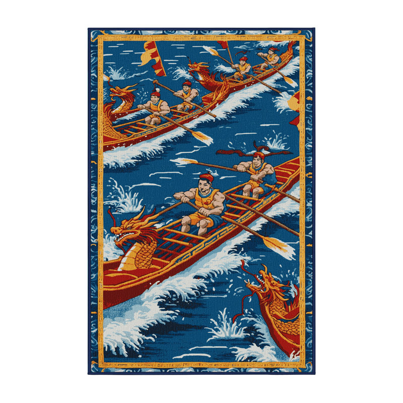  Washable Dragon Boat Racing Sports Area Rug, Tapis de couloir 2 pi x 4 pi