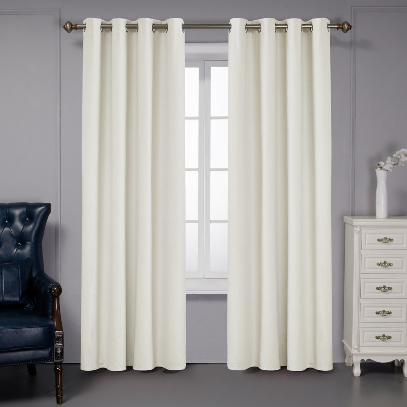 Ipswich Blackout Thermal Grommet Curtain Panels, 52" W x 63" L, Cream
