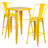 Toquerville Square Metal Indoor-Outdoor Bar Table Set with 2 Stools with Backs-1064872375