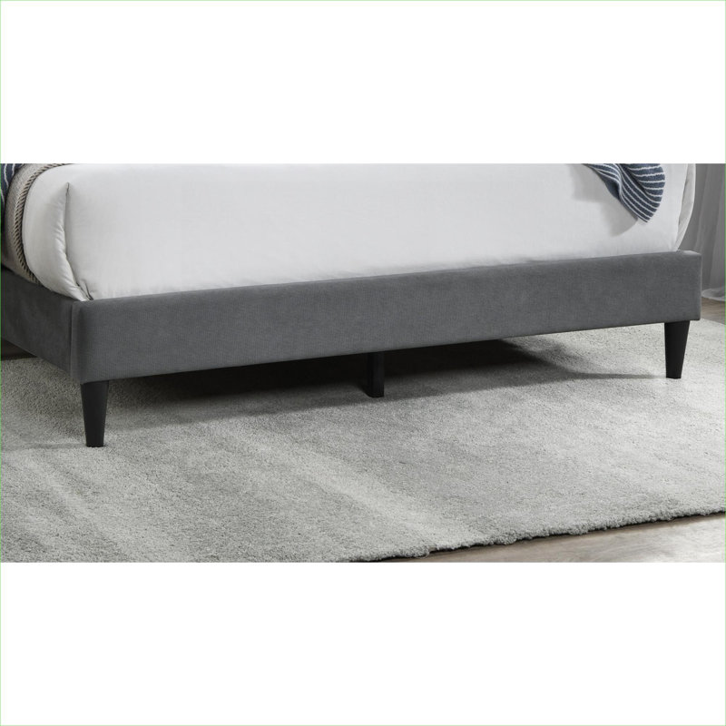 Brushed Linen Upholstered Platform Bed Classic Gray Queen Size No Box Spring Required for Bedroom, Light GRay