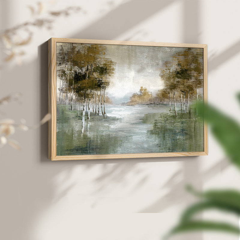 Fall Birch River -Framed Print - Restickable, Natural, 11" H x 14" W
