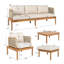 Ensemble de canapé d'extérieur 4 pièces en bois d'acacia et corde