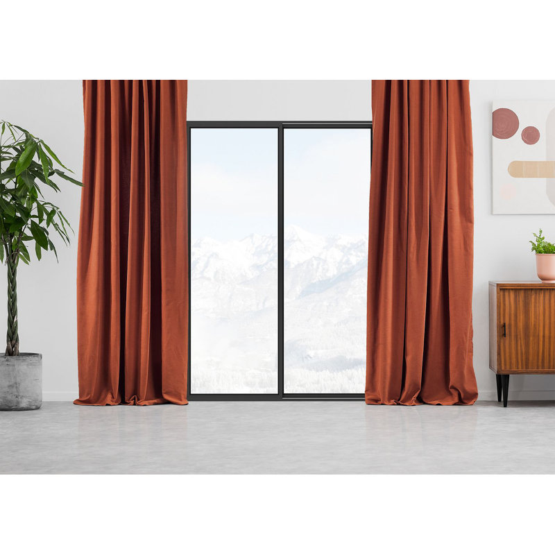 Room Darkening Single Curtain Panel, Orange, 260cm Width x 225cm Drop