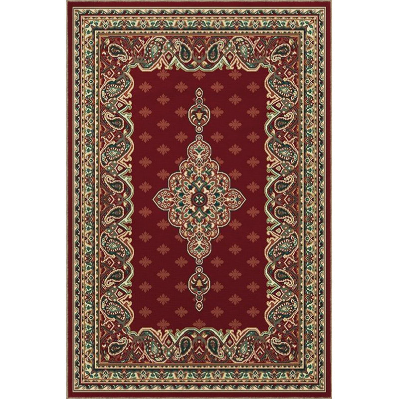 Tapis tissé bourgogne à motif lavable, Tapis de couloir 3 pi 3 po x 9 pi 10 po