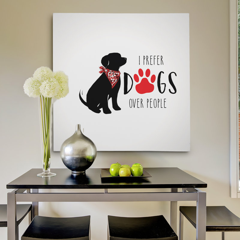 « i préférer les chiens », reproduction d’impression sur toile, H 16 po x l 16 po x P 1,5 po, Toile tendue