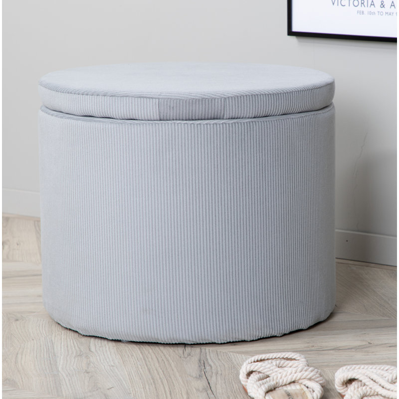 Dareona 51cm Wide Round Pouf Ottoman, Grey