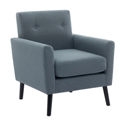 Fauteuil d'appoint capitonné en lin, de style moderne du milieu du siècle, avec assise rembourrée et pieds robustes, pouvant supporter jusqu'à 136 kg (300 lb), idéal pour le salon ou la chambre, disponible en plusieurs coloris.