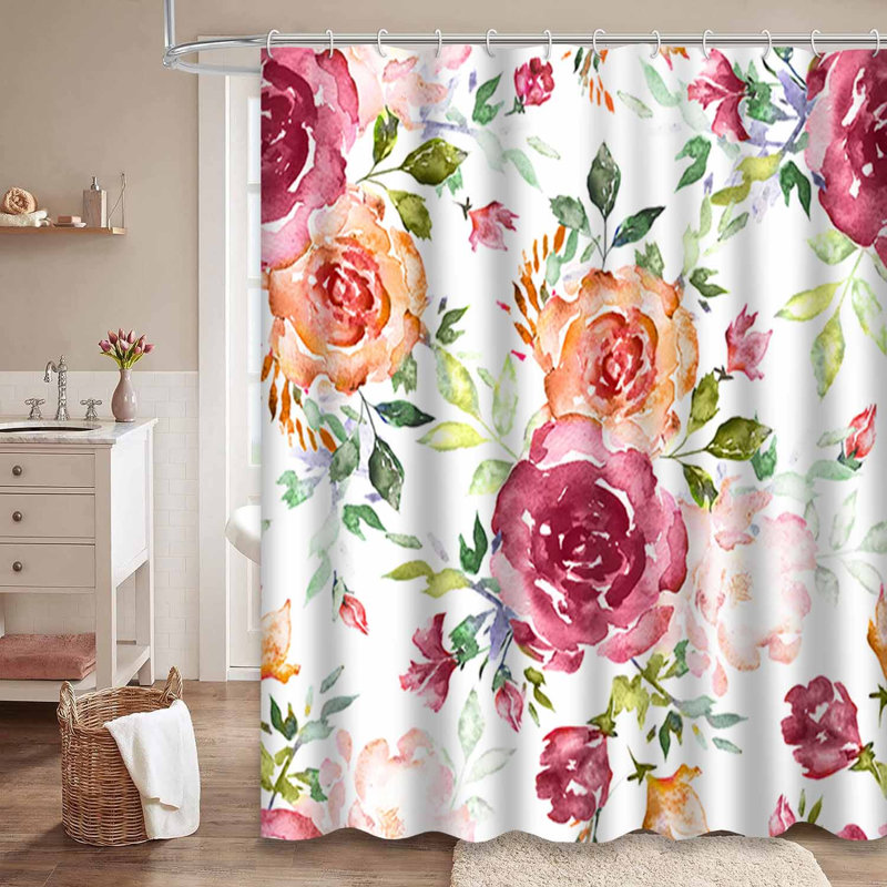Fleurs sans soudure, aquarelle, fleur, rose avec 12 crochets, L 72 po x l 84 po