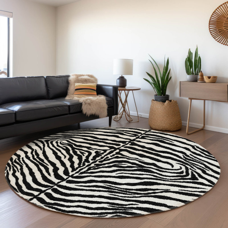 Premium Machine Washable Merilou AMF42 Pearl Rug, Round 8'