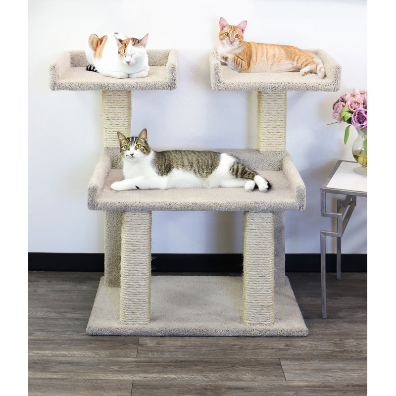 Arbre à chat en bois massif Prestige, Beige