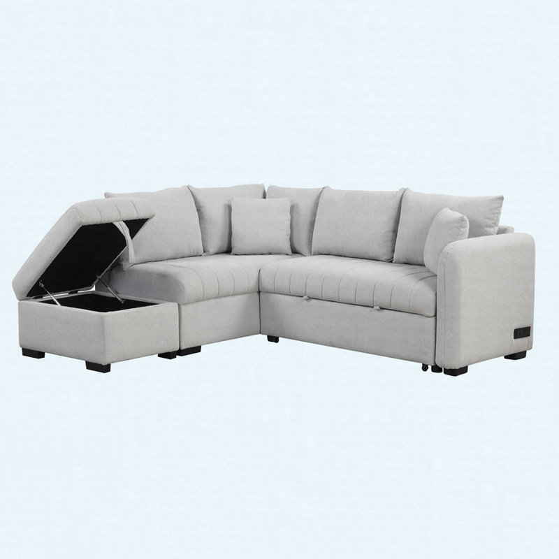 Marinda Upholstered Sofa, Gray Polyester
