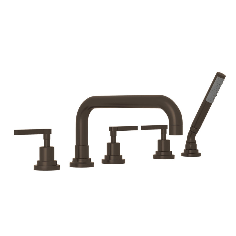 Lombardia® Deck Mounted Roman Tub Faucet, Tuscan Brass, Cross Handle