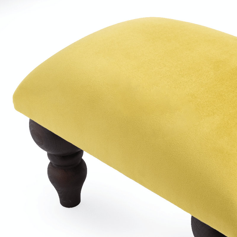 Gregson 38cm Wide Velvet Rectangle Footstool Ottoman, Yellow, Wenge