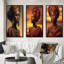 "Beauté africaine en tenue traditionnelle au coucher du soleil", 3 pièces sur toile-1349770201-1349770178