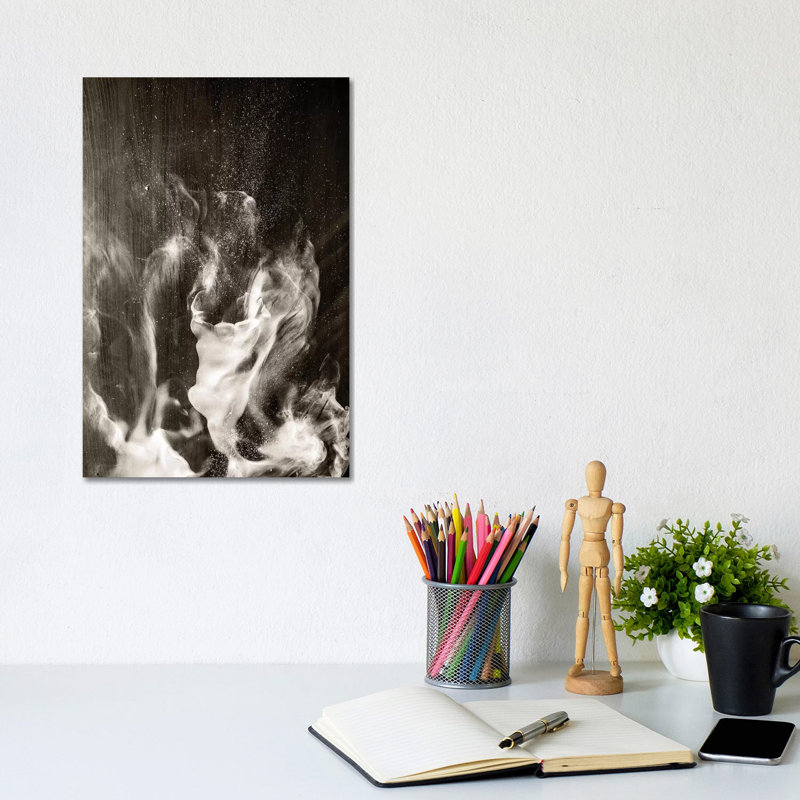 White Smoke Art Textured Background by Tatiana Amrein - Wrapped Canvas Painting, 20.32 cm H x 30.48 cm W