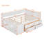 Lit de jour blanc avec tiroirs et trois tablettes utiles, structure en bois massif pleine grandeur pour un espace de rangement pratique dans la chambre à coucher-651983753-651983750