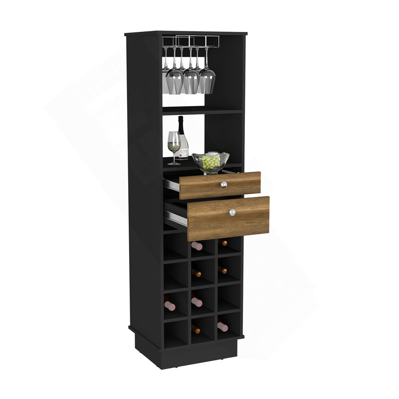Bar Bureck, salon, noir / noyer, Noir/noyer