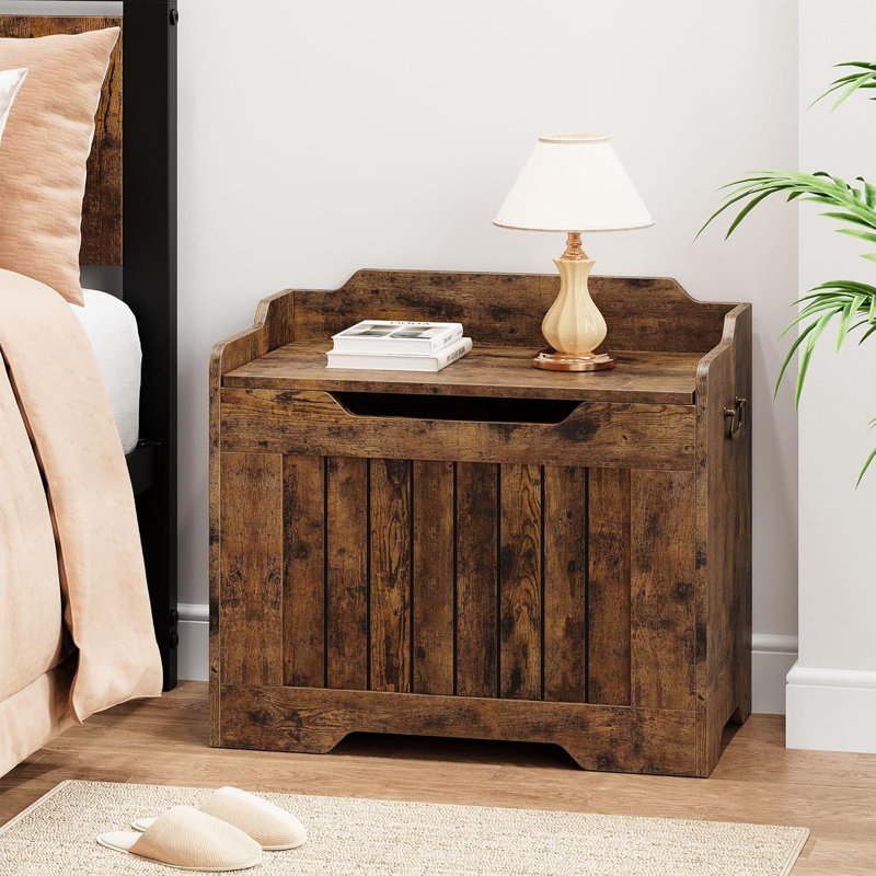 Storage Chest, 24.8" Small Toy Chest, Storage Bench With Safety Hinge, Brown