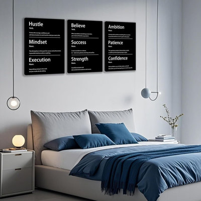 3 panneaux imprimés sur toile, art mural de bureau, décoration murale, affiche inspirante, œuvre d'art moderne pour la maison, salon, chambre à coucher, décoration murale, bureau, art mural, prêt à être accroché