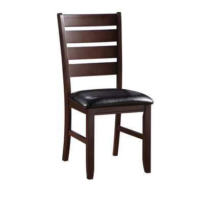 Chaise de salle à manger contemporaine 2 - Similicuir noir et dossier pour les chaises de maison modernes de 2 revêtement synthétique