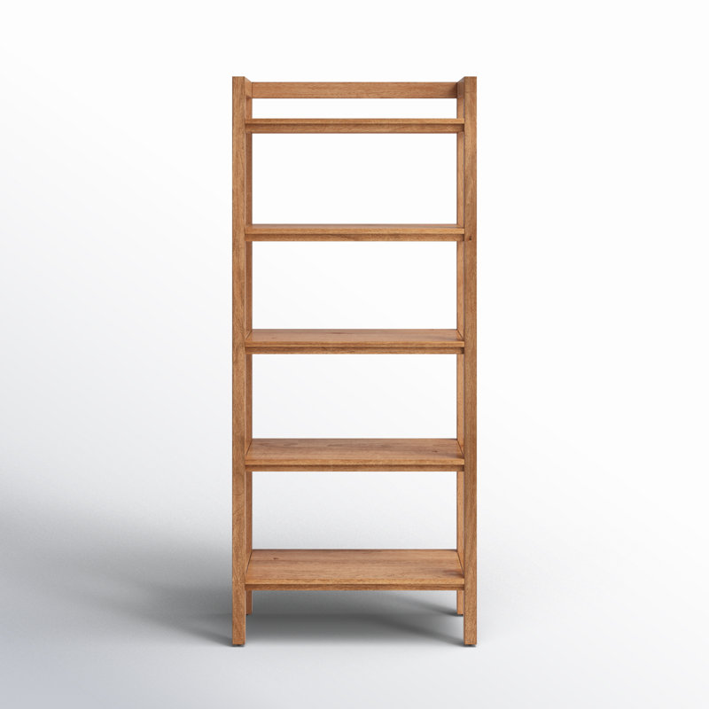 Oslo 70" H x 30" W x 16" D Etagere Solid Wood Bookcase, 70" H x 30" W x 16" D, Mid Tone Honey