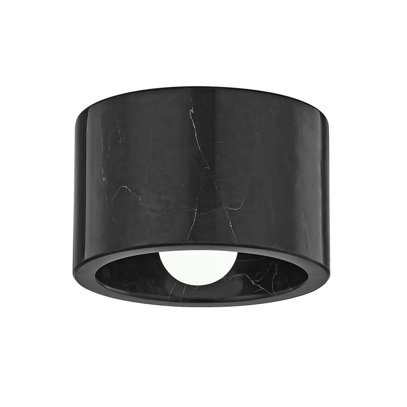 Loris 1 Light Flush Mount/Wall Sconce - Polished Nickel Finish, Black Marble